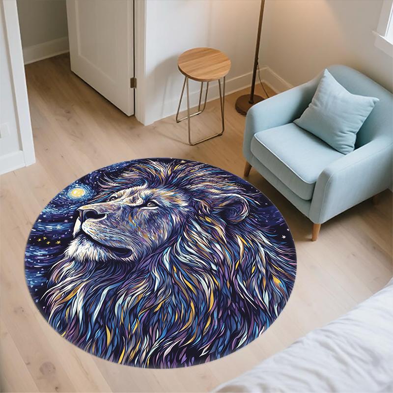 Lion King Pattern Round rug,Carpet Rug for Living Room Bedroom  Playroom ,Non-slip Floor Mat,Holiday Gifts and Birthday Gifts.