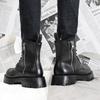 2024 Autumn Winter Shoes Men Genuine Leather Boots Thick Sole Warm Plush Cold Winter Cow Leather Male Ankle Botas Black A4867