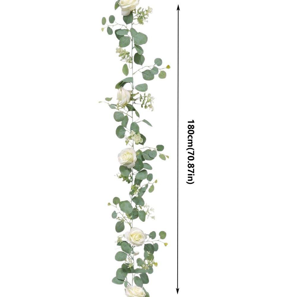 Garland Style Simulated Eucalyptus Rattan 6 White Roses Eucalyptus Garland Garden Decoration