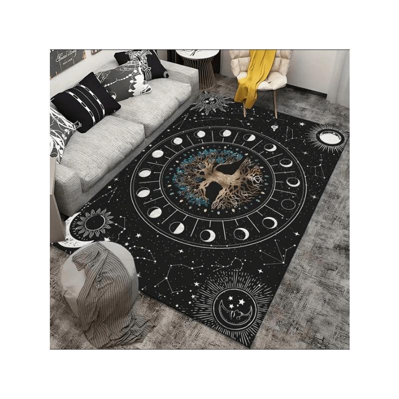 Exclusive Lunar Eclipse World Tree Pattern Carpet with Home for Living Room Bedroom Entryway Kitchen Bathroom Gaming Room Decor
