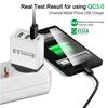 QC3.0 3-Port USB Fast Charger 5V/9V/12V for Travel (US/EU)