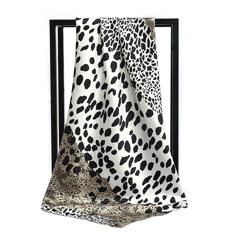 90*90cm Leopard Print Scarf Square Silk Scarves Women Hijab Shawls Fashion Kerchief Femme Head Scarf Foulard Bandana Beach Pareo