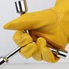 1 Pair Yellow Cowhide Heavy Duty Safety Protective Driver Working Welding Stretchable Mechanic Glove Leather Work Gloves For Men