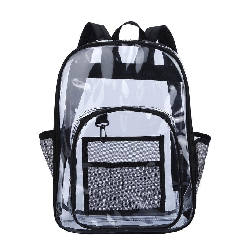 

Transparent Pvc Backpacks For Waterproof Women Teenagers Outdoor Sport Large Capacity Casual Travel Visible Backpack чёрный
