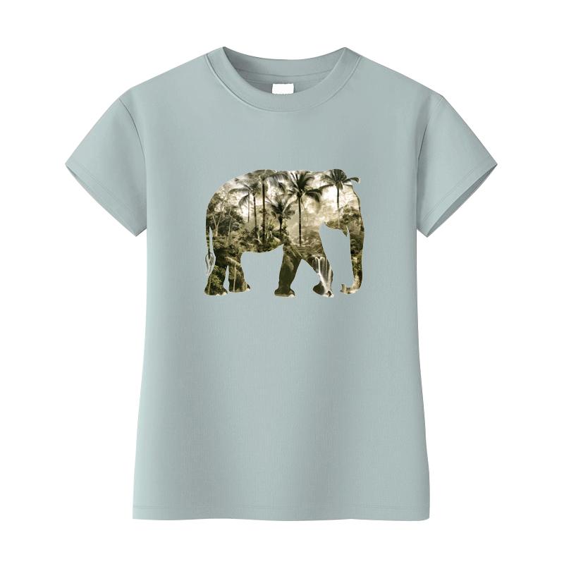 Elephant Forest Heat Transfer Vinyl Clothes Stickers Diy Parches Ropa T-Shirt Heat Press Appliqued Hoodies Custom Design Patch