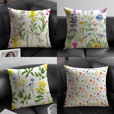 Spring Wildflowers Pillow Case Pattern Printed Pillowcase For Living Room Sofa Cushion Cover Bedroom Decor