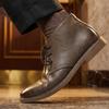 Botas Couro Retro Marca 2026 Casual Confortável Moda Outdoor Sapato para Caminhada