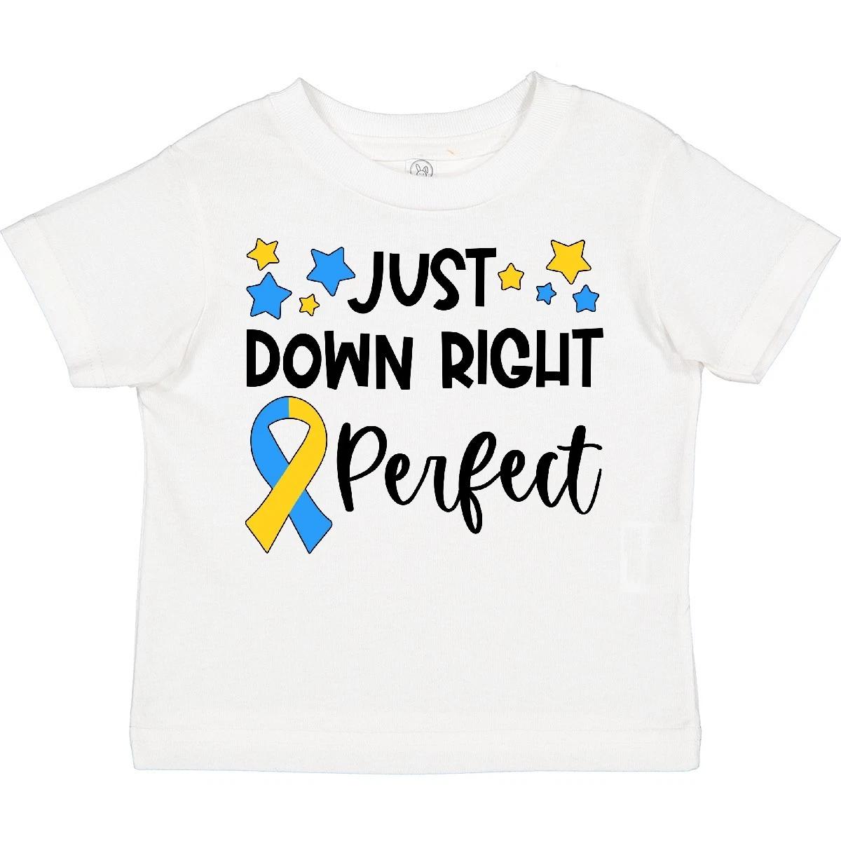 Inktastic Just Down RIght Perfect Down Syndrome Awareness Ribbon Toddler T-Shirt 100