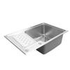 Top Mount Sink 304 Stainless Steel Drop In Sink Single Bowl Basin with Washboard Laundry Utility