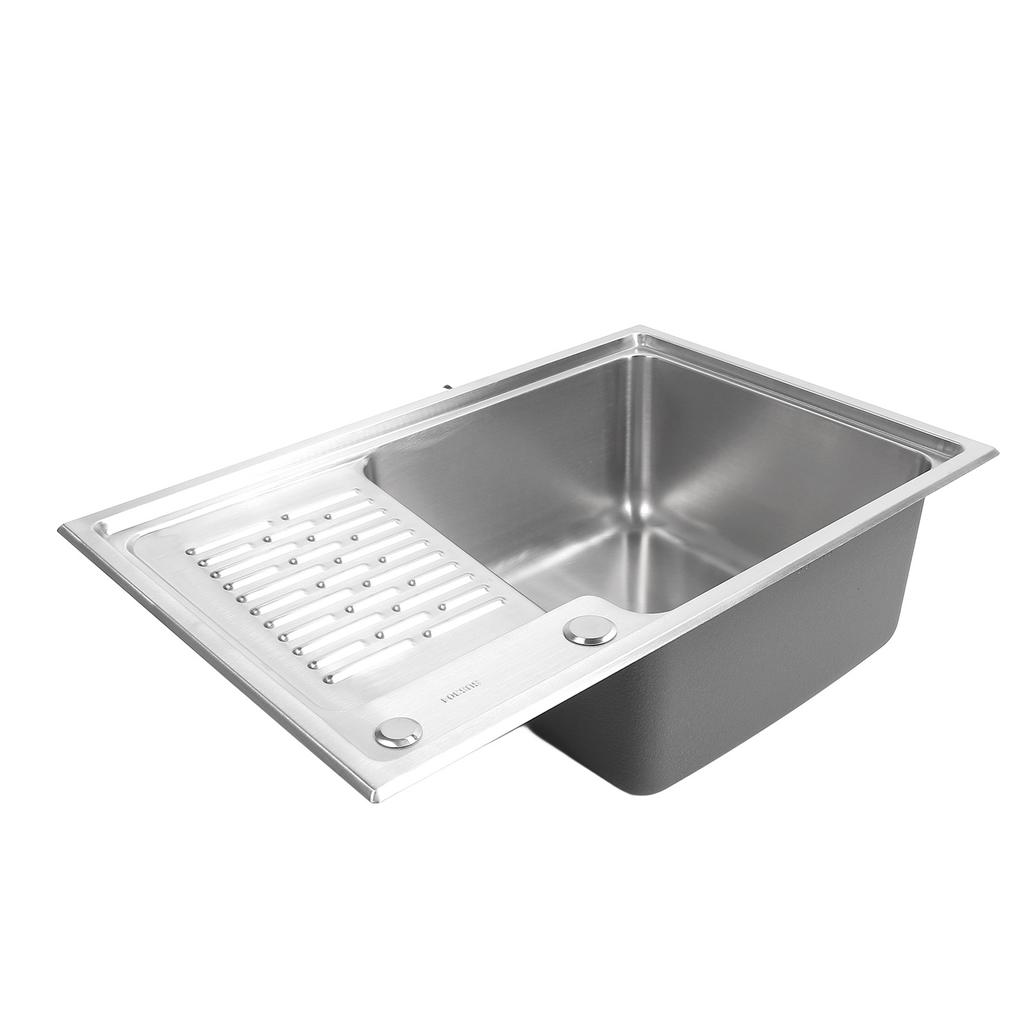 Top Mount Sink 304 Stainless Steel Drop In Sink Single Bowl Basin with Washboard Laundry Utility