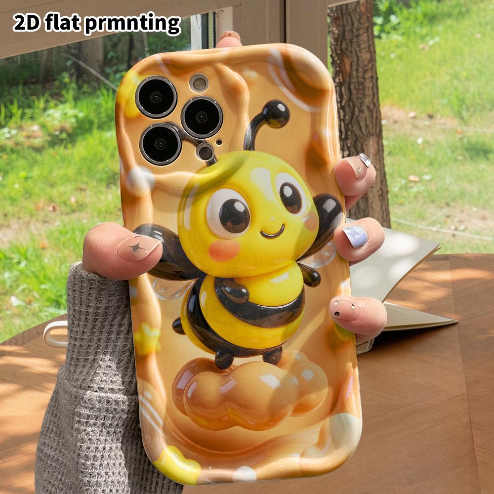 Phone Case: 2D Flat Design Suitable for iPhone 18 17 16 15 14 13 Pro Protective Case, Little Bee, Perfect Christmas and Halloween Holiday Gift