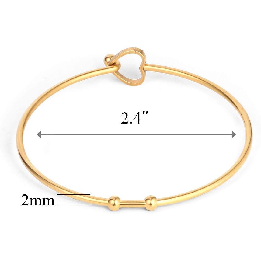 ALEXCRAFT Wholesale 6PCS 14K Gold Stainless Steel Bracelet Bangle Open Blank Wire Charm Bangle Bulk for Jewelry Making