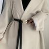 Wild Thin Belt U-Shaped Metal Buckle Women Belt Soft Pu Leather Double Layer Waistband Female Ladies Knotted Long Straps