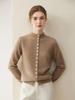 100% Pure Cashmere Buttoned Cardigan - Autumn/Winter Loose Half-High Collar Short Sweater