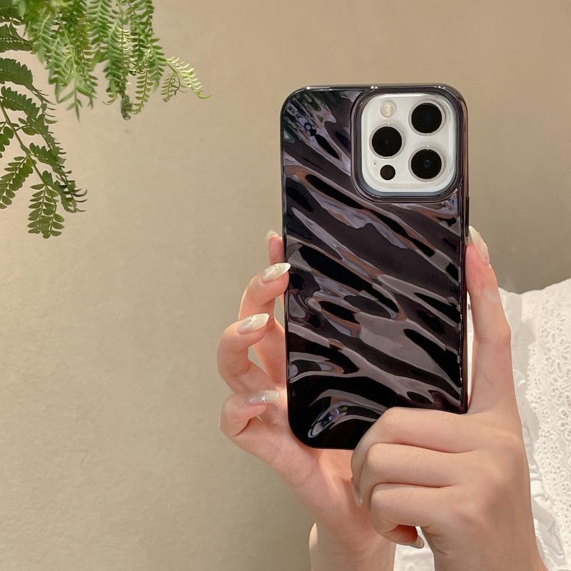 3D Electroplated Wrinkle Pattern Phone Case for iPhone 16 Pro Max, Compatible with Apple 15/14/13, Premium Feel