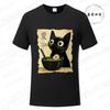 Japanese Kawaii Anime Cat T-Shirt Funny Cat Ramen Graphic Tee Fashion T-shirts Short Sleeve Clothes Trend Casual Unisex Tshirts
