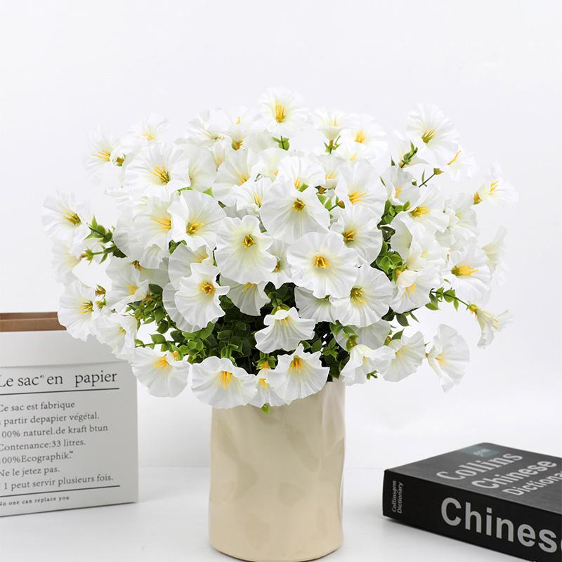 4 Bundles Artificial Flowers Outdoors Fake Flowers Realistic Bonsai Shrub Garden Home Decor Morning Glory Vibrant