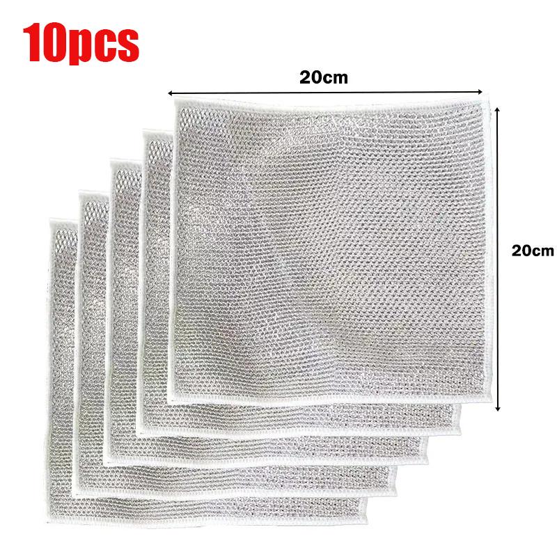

10pcs Kitchen Stove Brush Bowl Pot Cleaning Cloth Household Dishwashing Cloth Metal Wire Cleaning Cloth Mesh Cloth Non Greasy
