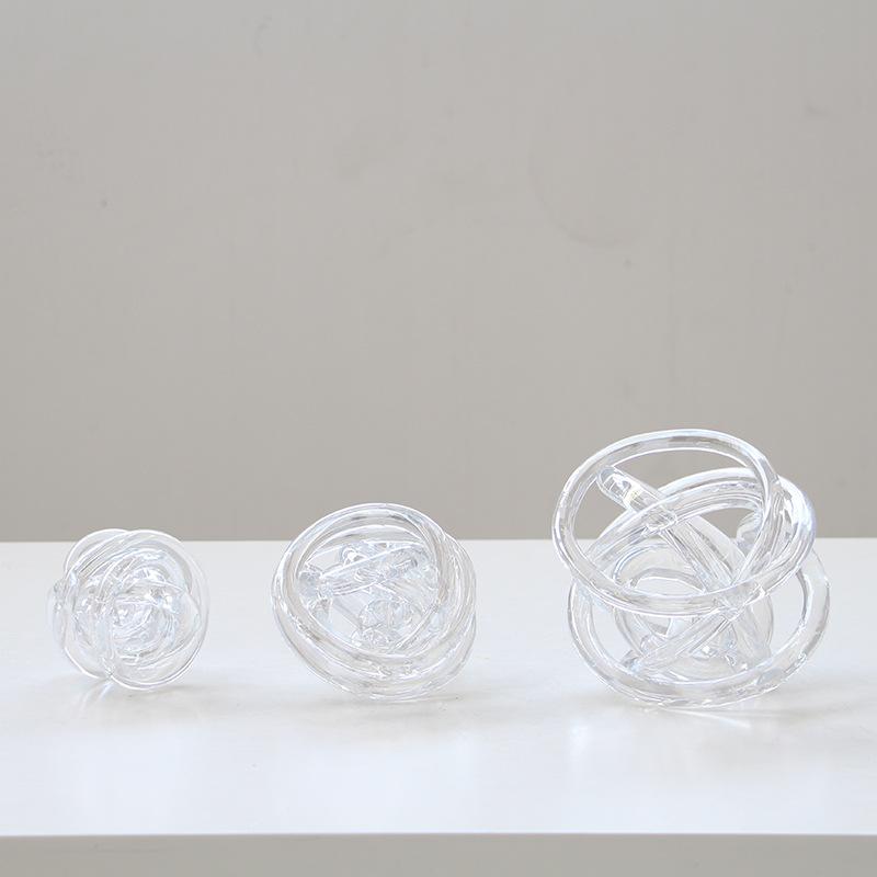 Creative Transparent Geometric Hand-made Glass Rope Hollow Coil Wound Ball Transparent Ornament Glass Craft Home Decoration