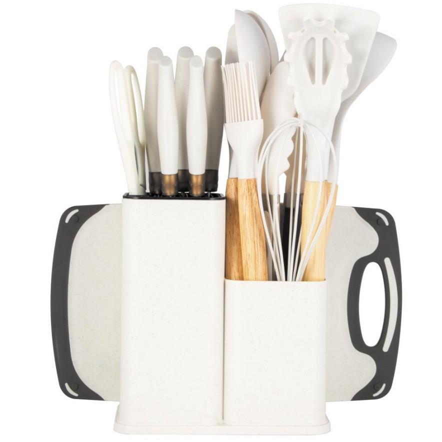 Set di utensili da cucina in silicone set da 19 pezzi padella antiaderente set per la casa coltello combinazione silicone utensili da cucina resistenti alle alte temperature