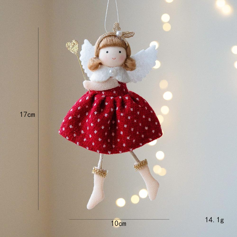 High Quality Cloth Angel Girl Pendant Red White Grey DIY Decor Christmas Doll Pendant Hanging Ornaments New Year Party