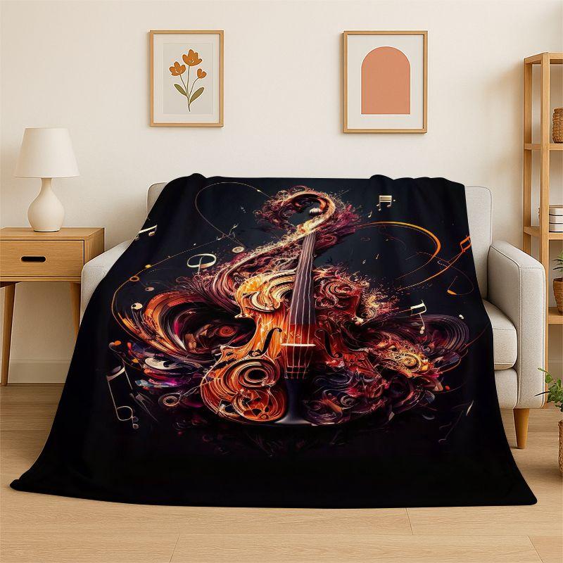 Rhythmus Violine Cello Musiknote Instrument Flanelldecke Weiche Überwurfdecke für Schlafzimmer Wohnzimmer Bett Reise Picknick Nickerchen Abdeckung