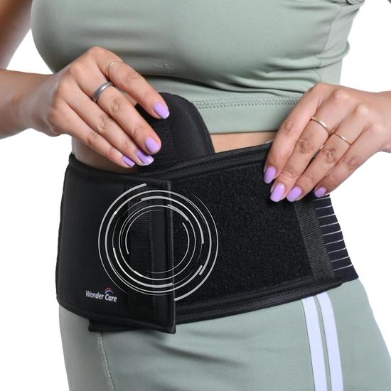 Wonder Care Polyester, Umbilical Black Hernia Belt Pain Relief Support Brace With 1 Removable Compression Pad For Men & Women (Xxl)