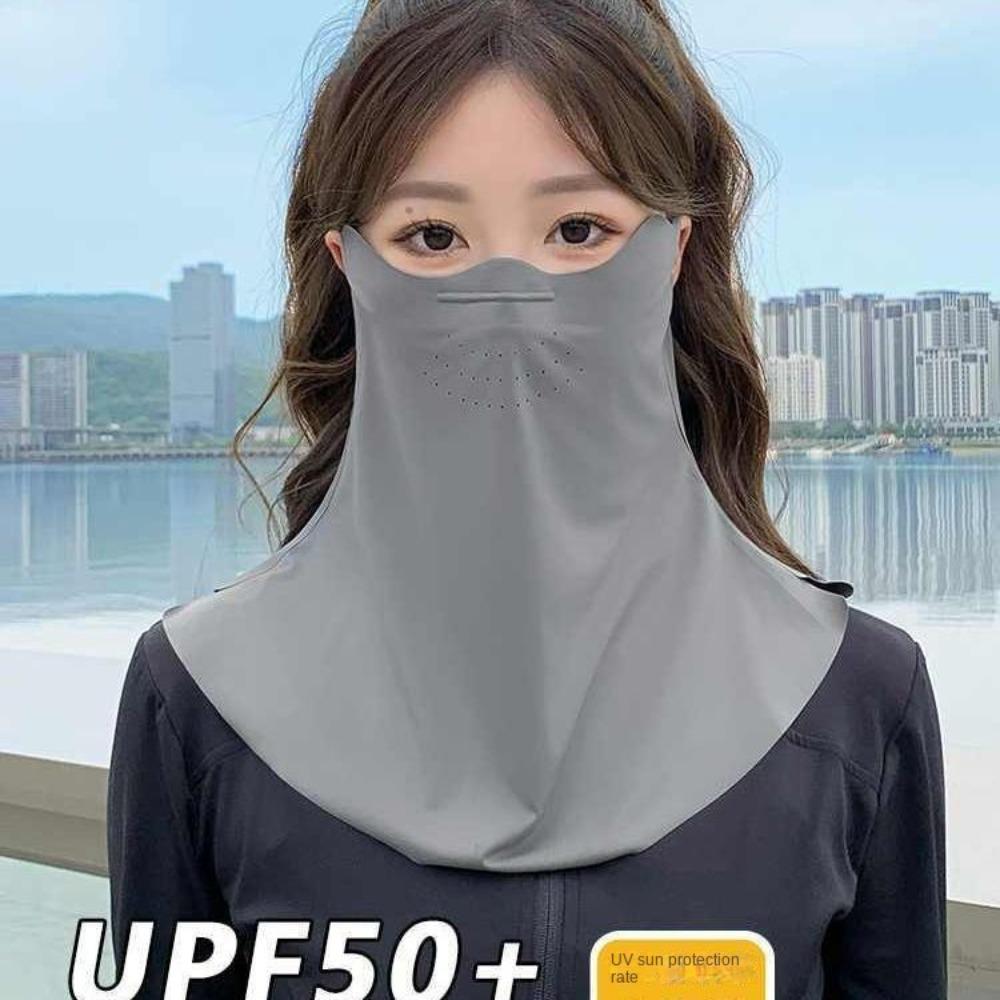 Detachable Face Mask Breathable Facial Gini New Ice Silk Sunscreen Mask  Summer