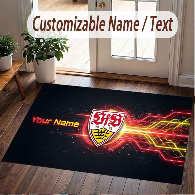 Custom Rug VfB Stuttgart FC Pattern Print Name Text Soft Non‑Slip Floor Carpet for Home Indoor Decoration
