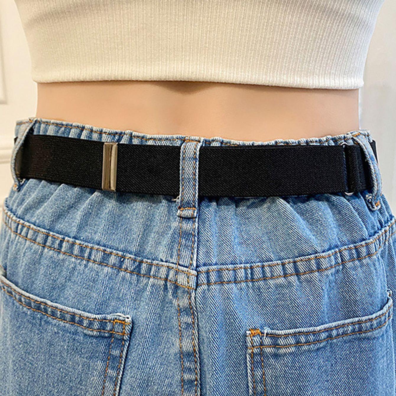 

Simple And Fashionable Men S Belt Elastic Lazy Man S Belt Women S Belt Neutral And Seamless Jeans Belt Adjustable Length чорний