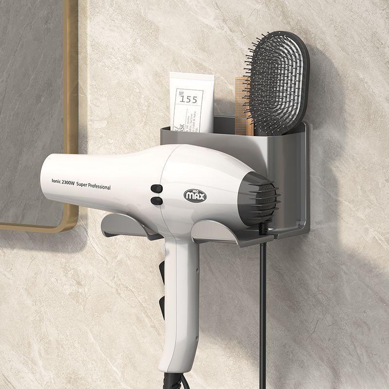 Wall Mounted Hair Dryer Holder, No Drill Waterproof Storage Rack For Bathroom, Wire Management Hook For Blow Dryer, Shower Caddy Organizer
