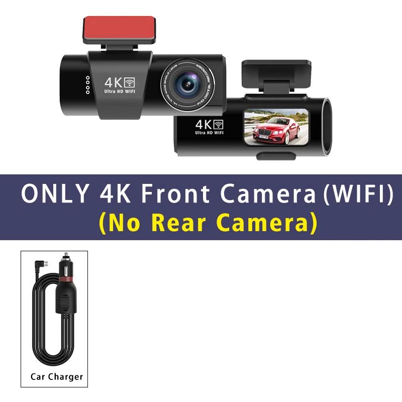 

UHD 4K 3840*2160P Автомобильный видеорегистратор WIFI GPS Мини-видеорегистратор Камера с двумя объективами Видеорегистратор Черный ящик Видеорегистратор Ночное видение 128G