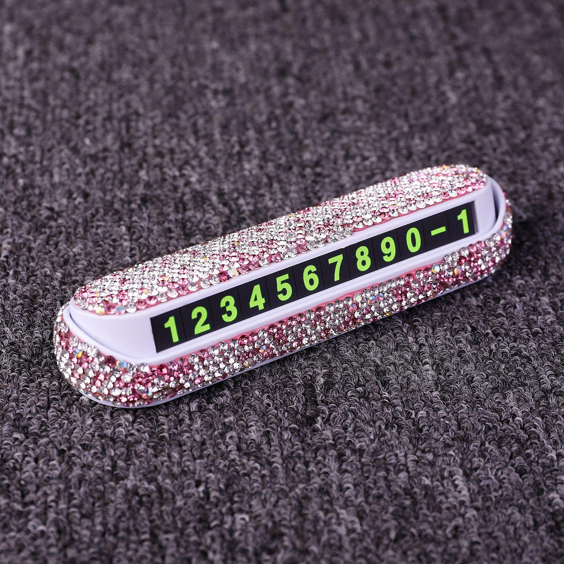 

Временная парковочная табличка, блестящие украшения, украшения автомобиля с бриллиантами, аксессуары для женщин, декор, номер аварийной парковки чёрный