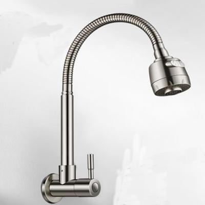 Wall Mounted Kitchen Faucet Universal Rotation Single Cold Water Faucet Outdoor Faucet for Garden Balcony Basin Mop Pool