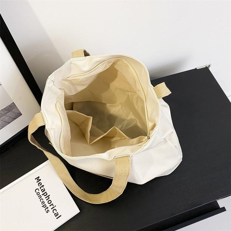 Urban Chic Nylon Tote Bag Large Capacity Stylish Grocery Shopping Bag With Zipper