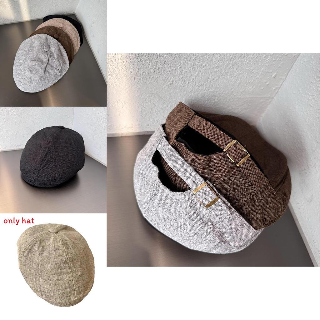 Simple Solid Color Cotton Linen Neutral Casual Beret For Summer Sun Protection