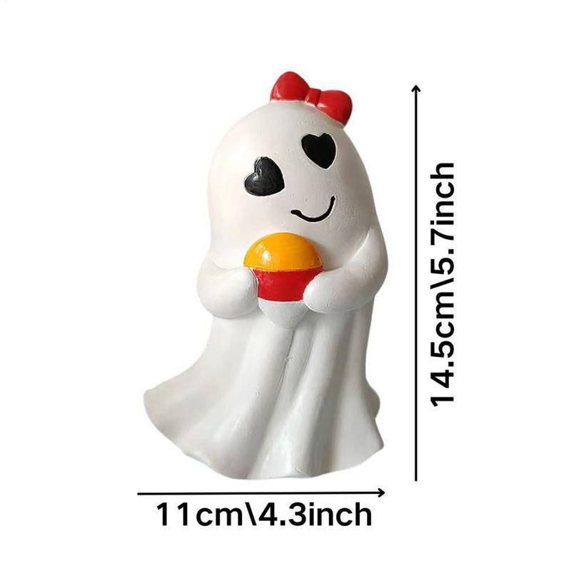 Ghost Statue Ghost Art Sculpture Cute Halloween Figurine Resin Ornament For Desk Bookshelf Mantel Bedroom Haunted House Garden