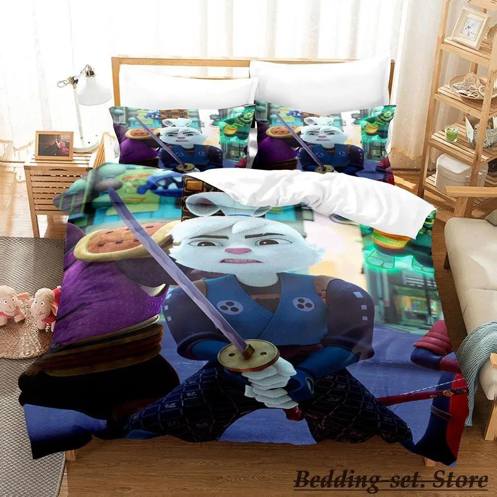 Samurai Kanin Sängklädesset Enkelt Twin Full Queen King Size Sängset Vuxen Barn Sovrum Påslakanset Anime sängkläder Säng