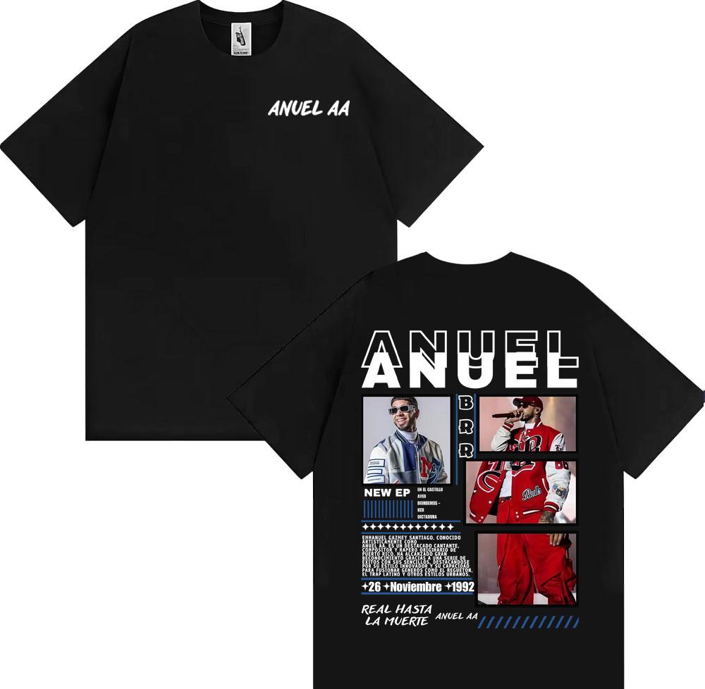 Anuel AA Rhlm 2 Real Hasta La Muerte Tričko Pánské Oblečení Harajuku Gotické Vintage Trička 100% Bavlna Oversized Tričko