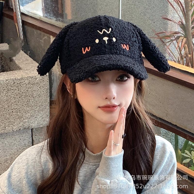 Autumn and Winter New Face Lamb Plush Ears Baseball Cap Children Cute Sweet Autumn and Winter Warm Cap
