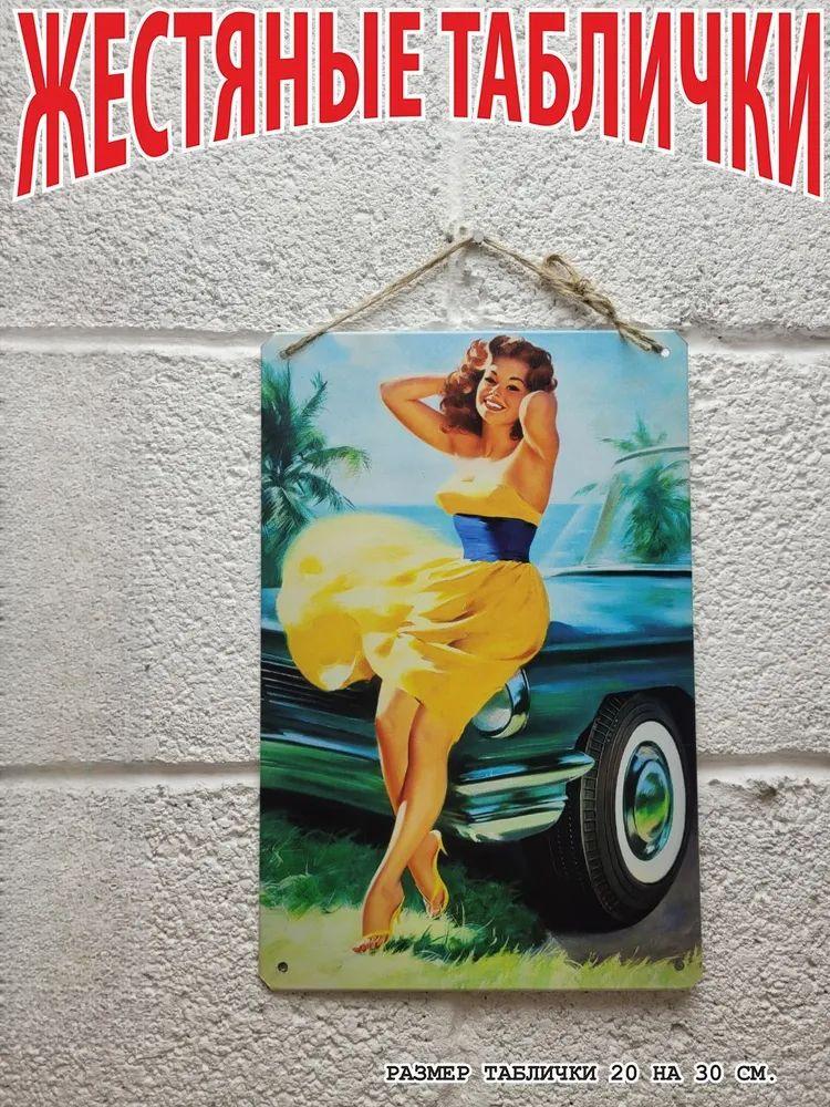 Vintage Pin Up Girl Retro Poster Metal Tin Sign
