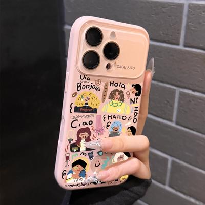 Applicable To Apple 17promax New Phone Case 16pro Graffiti Girl Iphone Female Cartoon