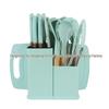 Spot Silicone Kitchen Utensil 19-Piece Non-Stick Set: Includes Spatulas, Spoons, Storage Bucket, and Knife Set.