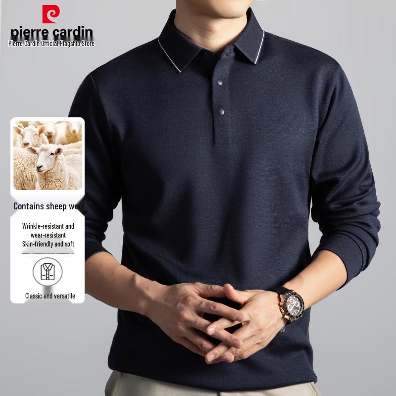 Pierre Cardin Men's Luxurious Merino Wool Heavy Polo T-Shirt