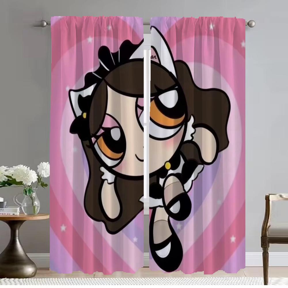 PowerPuff Girls Partition Blackout Curtains for Living Room Home Interior Curtains 2 Pieces Shades Window Curtain Kitchen Camera