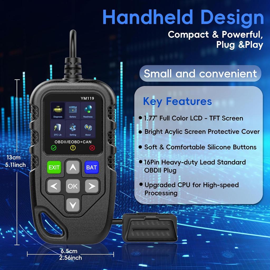 OBD2 Scanner Diagnosewerkzeug, Erweiterter Motorkontrollleuchten-Code-Leser mit Reset OBDII/EOBD Auto-Diagnose-Scan CAN-Werkzeuge für alle Fahrzeuge nach 1996