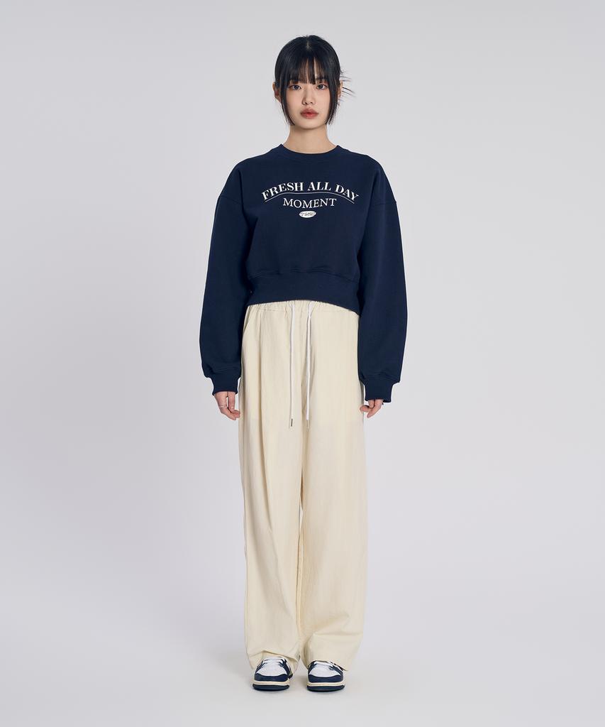 SLOW RECORD HOUSE Nylon One-Pleat Pants_Cream