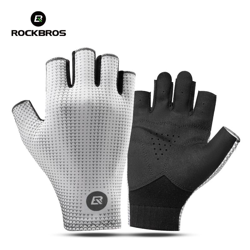 ROCKBROS Half Finger Gloves Summer Bicycle Gloves Anti-Slip Shock-Absorbing Cycling Fingerless Breathable Gym Gloves L
