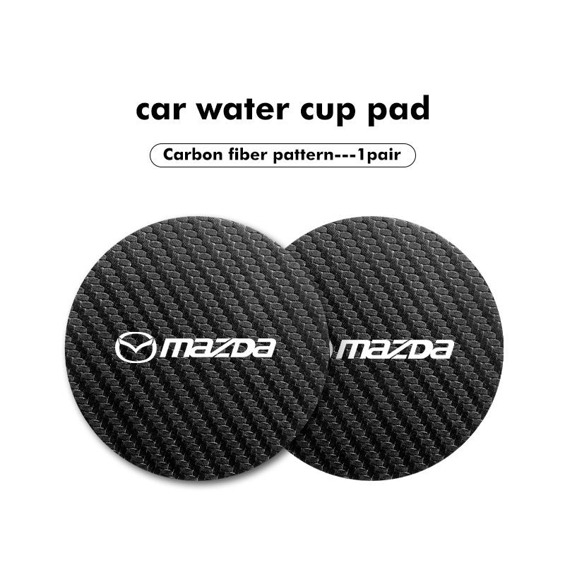 For Mazda 2Pcs Car Interior Leather Coaster Anti-noise Water Cup Pad 2 3 5 6 Axela Atenza Speed 6 CX3 CX4 CX5 CX7 CX8 CX9 MS g1
