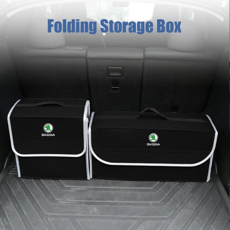 Car Soft Felt Storage Bag Organizer Car Foldable Trunk Bag Car Accessories For Skoda Octavia MK2 MK3 2 A7 Fabia Karoq Kodiaq Superb Rapid Yeti
